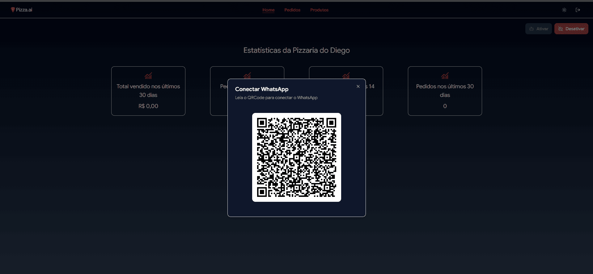 Tela de qrcode